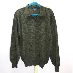 Bardelli Beverly Hills Polo Collar Knit Sweater Green Pattern Men’s Size M/50